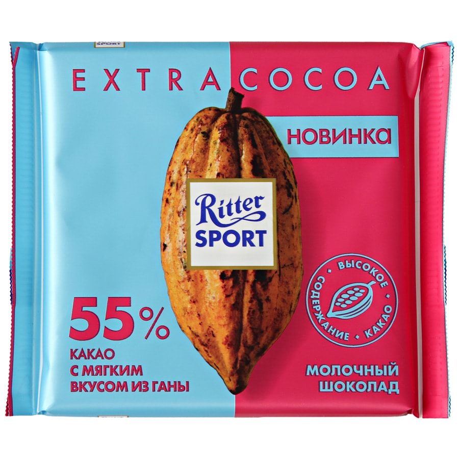 Купить ritter sport шоколад молочный 55% какао с мягким вкусом из ганы 100г  с доставкой на дом в Москве в интернет-магазине Продукты24